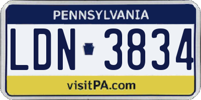 PA license plate LDN3834