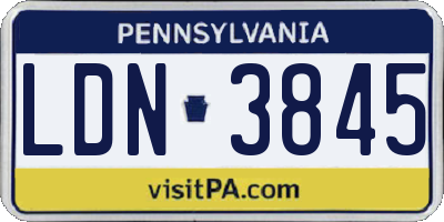 PA license plate LDN3845