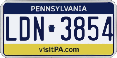 PA license plate LDN3854