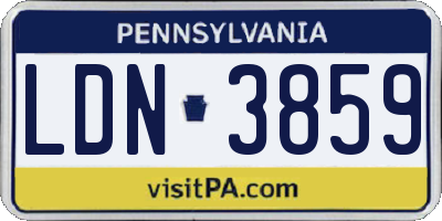 PA license plate LDN3859