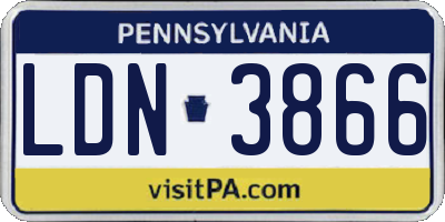 PA license plate LDN3866