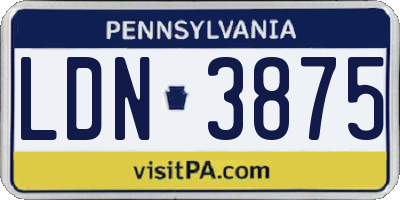 PA license plate LDN3875