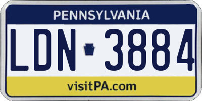 PA license plate LDN3884