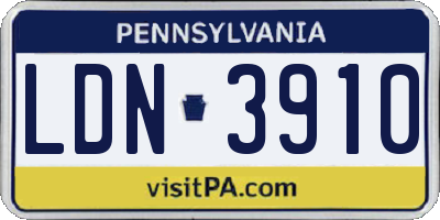 PA license plate LDN3910