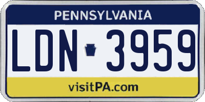 PA license plate LDN3959