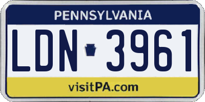 PA license plate LDN3961