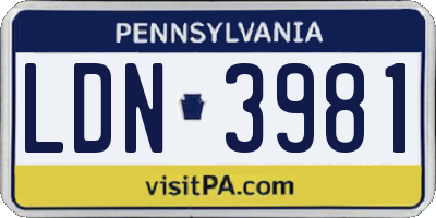 PA license plate LDN3981