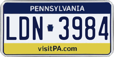PA license plate LDN3984