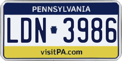 PA license plate LDN3986