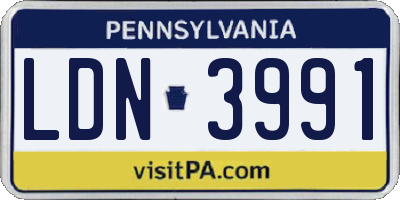 PA license plate LDN3991