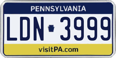 PA license plate LDN3999