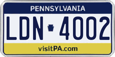 PA license plate LDN4002