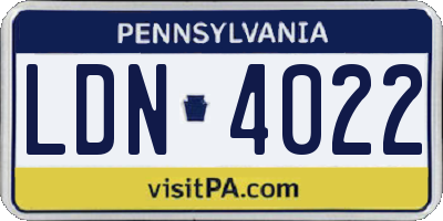 PA license plate LDN4022