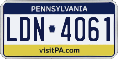 PA license plate LDN4061