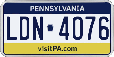 PA license plate LDN4076