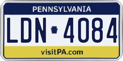 PA license plate LDN4084