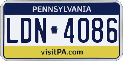 PA license plate LDN4086