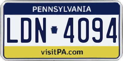 PA license plate LDN4094