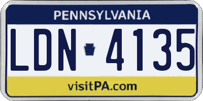 PA license plate LDN4135