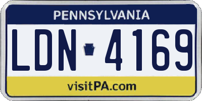 PA license plate LDN4169