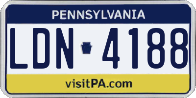 PA license plate LDN4188