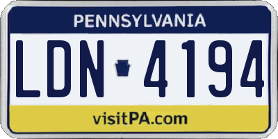 PA license plate LDN4194