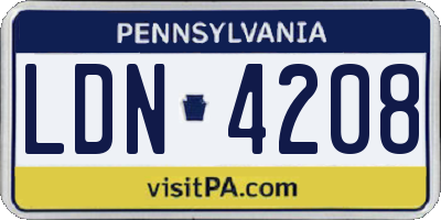 PA license plate LDN4208