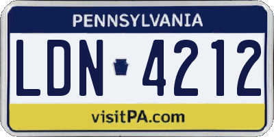 PA license plate LDN4212