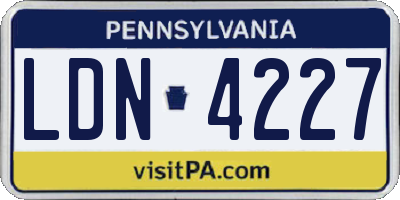 PA license plate LDN4227