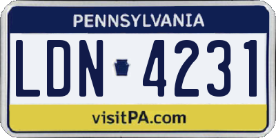 PA license plate LDN4231