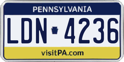 PA license plate LDN4236