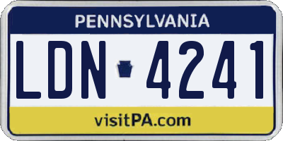 PA license plate LDN4241