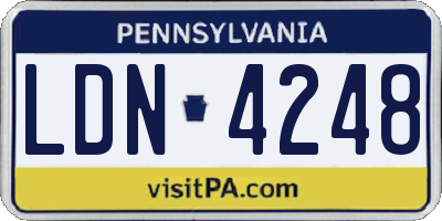 PA license plate LDN4248