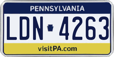 PA license plate LDN4263