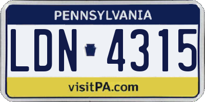 PA license plate LDN4315