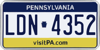 PA license plate LDN4352