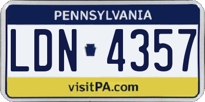 PA license plate LDN4357