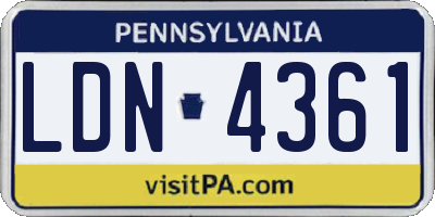 PA license plate LDN4361