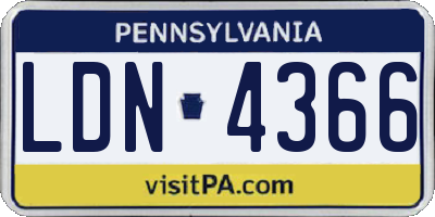 PA license plate LDN4366