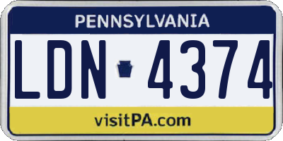 PA license plate LDN4374