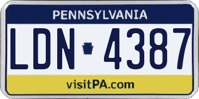 PA license plate LDN4387