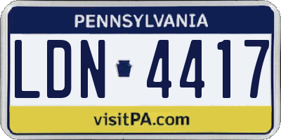 PA license plate LDN4417