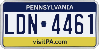 PA license plate LDN4461