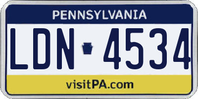 PA license plate LDN4534
