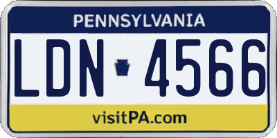 PA license plate LDN4566
