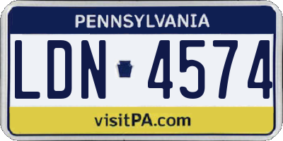 PA license plate LDN4574