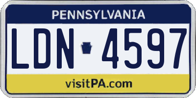 PA license plate LDN4597