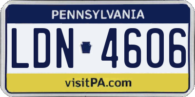 PA license plate LDN4606