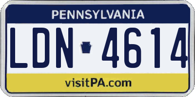 PA license plate LDN4614