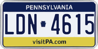 PA license plate LDN4615